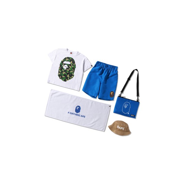 Kids' A BATHING APE Summer Bag Vacation Beach T Shirts Blue | YFK507483