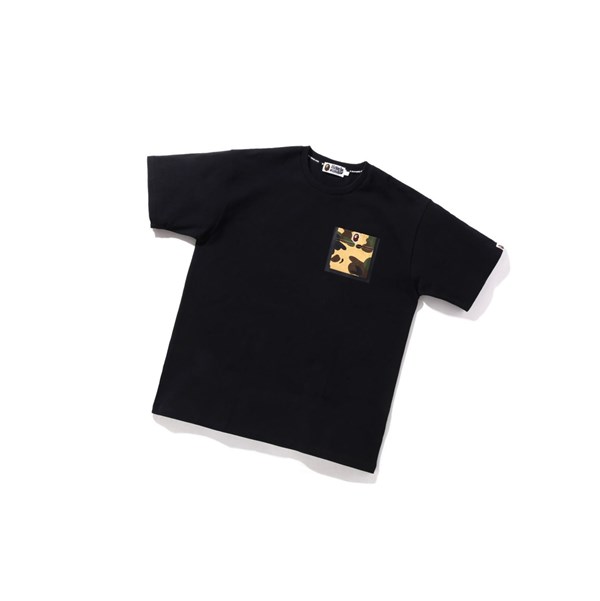 Men's A BATHING APE 1st Camo Pocket Tee Short Sleeve T Shirts Black | LYA294731