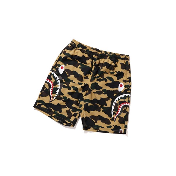 Men's A BATHING APE 1st Camo Side Shark Beach Shorts Yellow | LAC497206