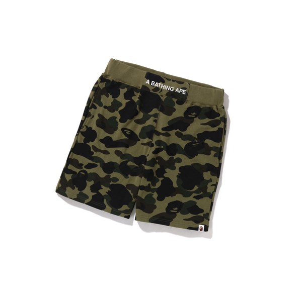 Men's A BATHING APE 1st Camo Sweat Shorts Army Green | KSL509173