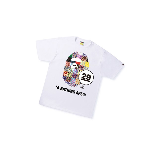 Men's A BATHING APE A Bathing Ape 29th Anniversary Ape Head Tee Short Sleeve T Shirts White | EDB158672