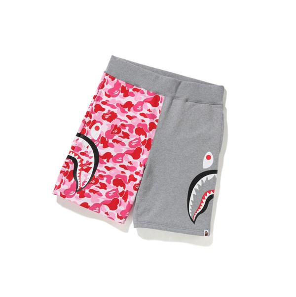 Men's A BATHING APE Abc Camo Side Shark Sweat Shorts Pink | IGU803129