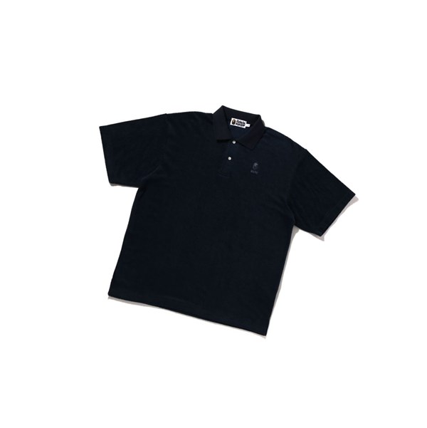 Men's A BATHING APE Ape Head Towelling Short Sleeve Polo Blue | QEF794013