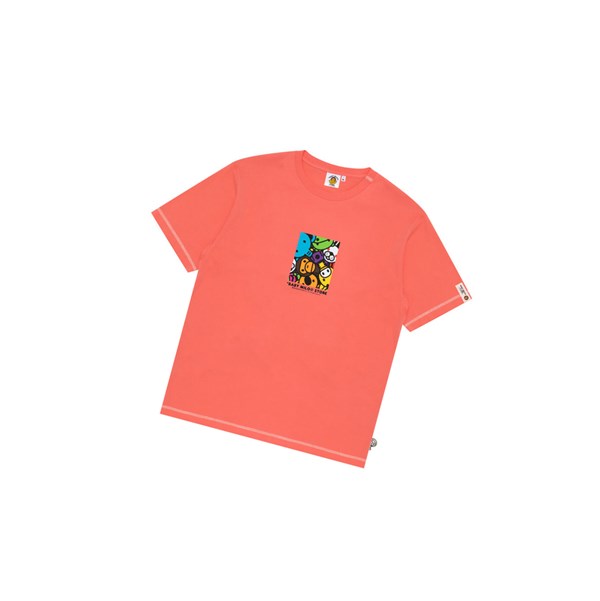 Men's A BATHING APE Baby Milo Box Logo Print Tee Short Sleeve T Shirts Pink | CJK580243