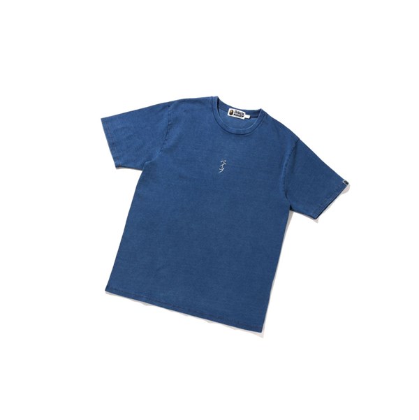 Men's A BATHING APE Bape Kamon Tee Short Sleeve T Shirts Blue | CUS968410