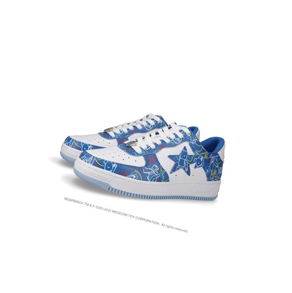 Men's A BATHING APE Bape Sta X Medicom Toy Be@r Camo M1 Low Sneakers Light Blue | YPJ421758