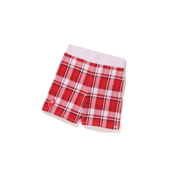 Men's A BATHING APE Bape® Check Gift Sweat Shorts Bright Red | EKH816579