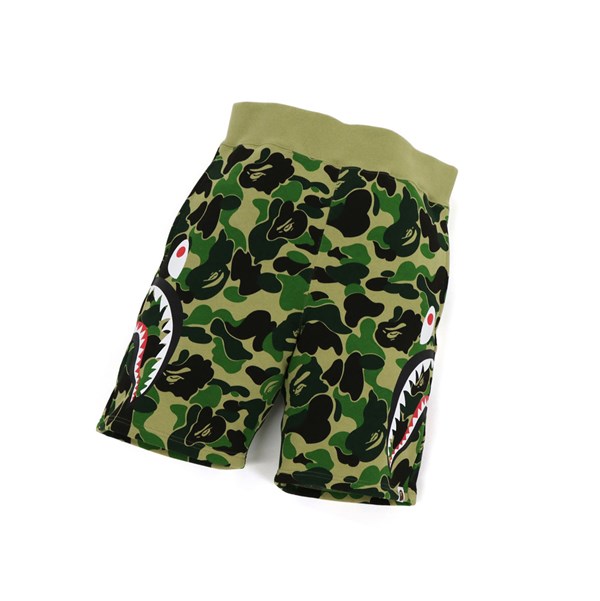 Men's A BATHING APE Big Abc Camo Side Shark Sweat Shorts Army Green | ELK312607