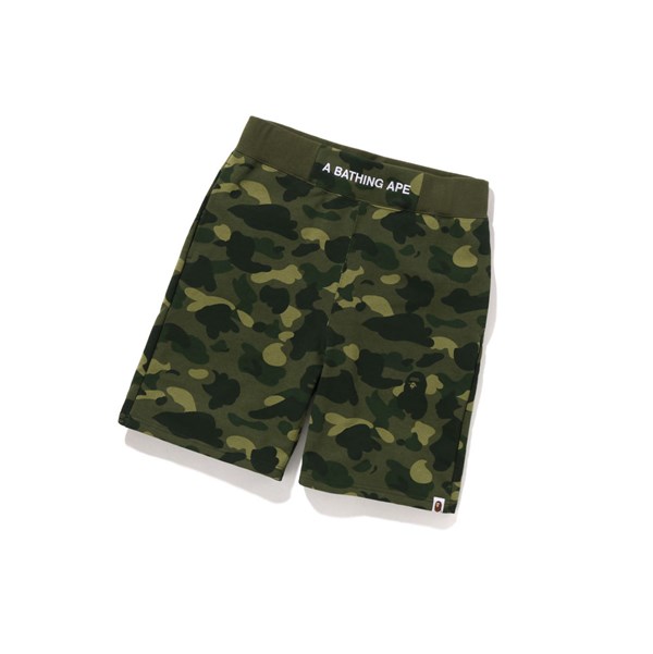 Men's A BATHING APE Color Camo Sweat Shorts Army Green | DLN569748