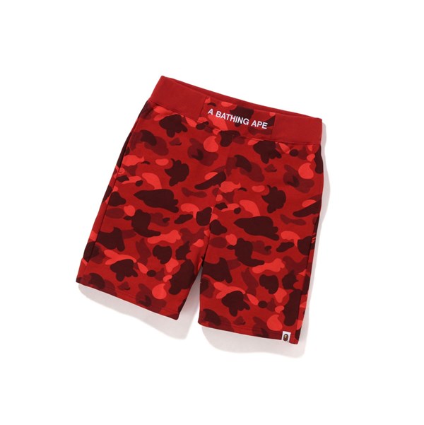Men's A BATHING APE Color Camo Sweat Shorts Bright Red | QJO284751