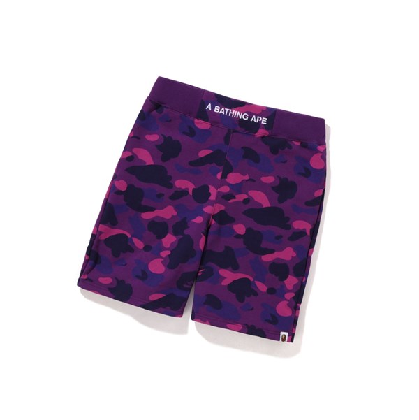 Men's A BATHING APE Color Camo Sweat Shorts Purple | UNW416387
