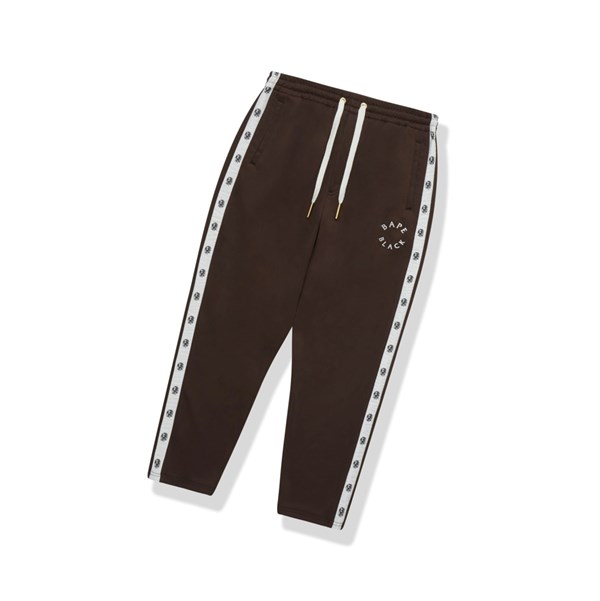 Men's A BATHING APE Logo Track Long Pants Dark Khaki | IAT520184