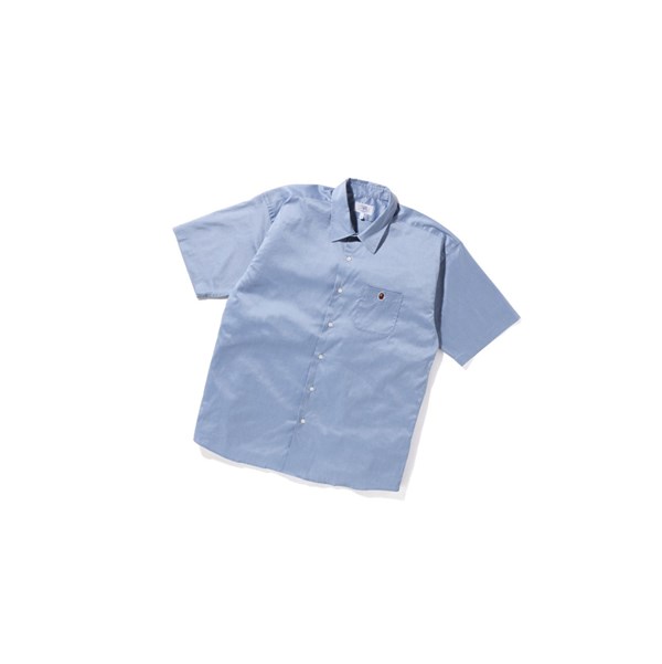 Men's A BATHING APE One Point Wide Fit S/S Short Sleeve Shirts Sky Blue | PBM105487