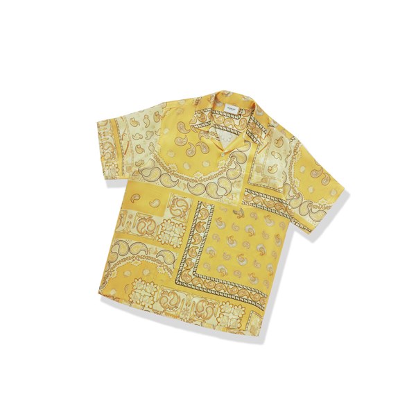 Men's A BATHING APE Paisley Print Short Sleeve Shirts Yellow | CNW167238