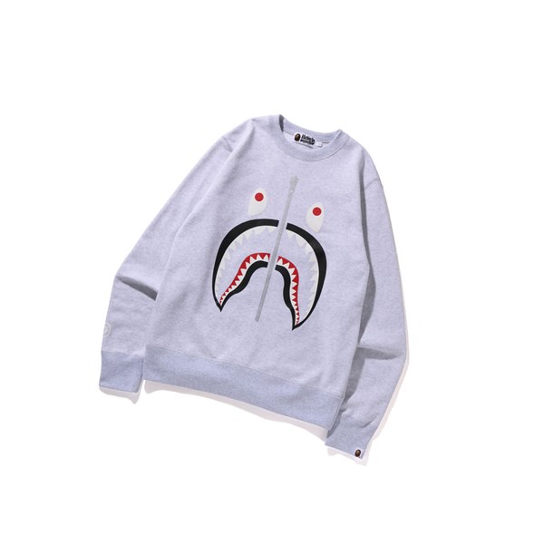 Men's A BATHING APE Shark Crewneck Sweatshirts Grey | DFQ746192