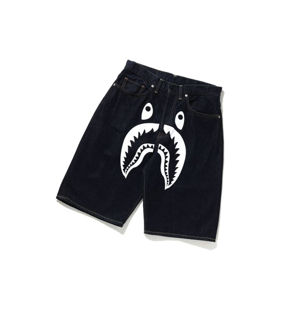 Men's A BATHING APE Shark Denim Shorts Denim | QIH276983