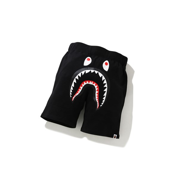 Men's A BATHING APE Shark Sweat Shorts Black | IRM069873