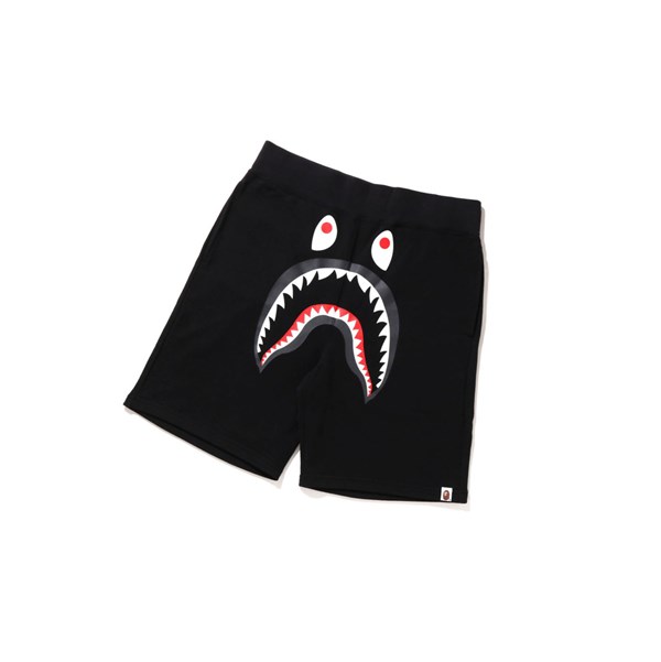 Men's A BATHING APE Shark Sweat Shorts Black | RNW268041
