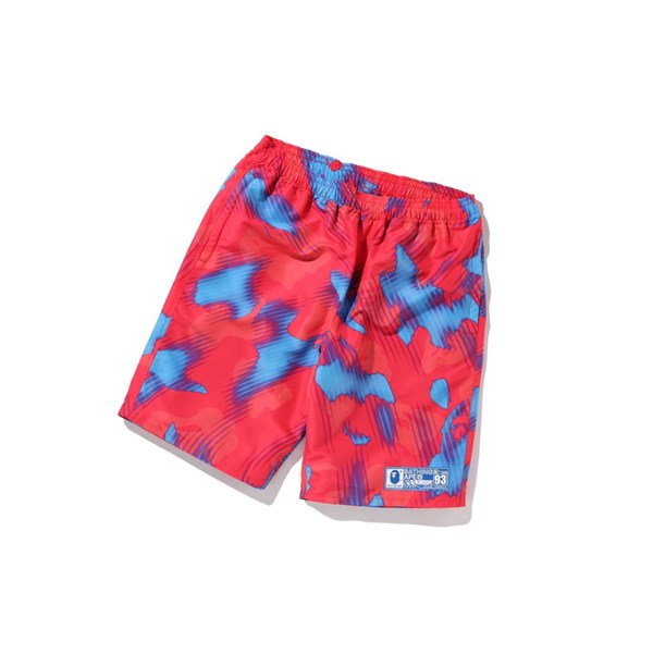 Men's A BATHING APE Stroke Camo Beach Shorts Bright Red | VWB371480