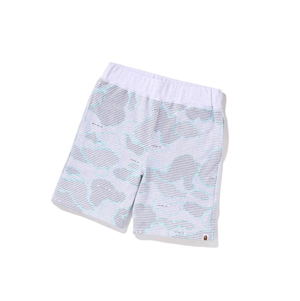 Men's A BATHING APE Text Code Camo Sweat Short Shorts Grey | GQC480936