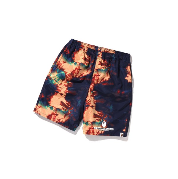 Men's A BATHING APE Tie-dye Beach Shorts Navy Blue | TCX074295
