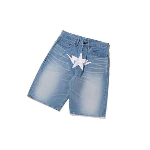 Men's A BATHING APE Twin Sta Denim Shorts Denim | RTM014638