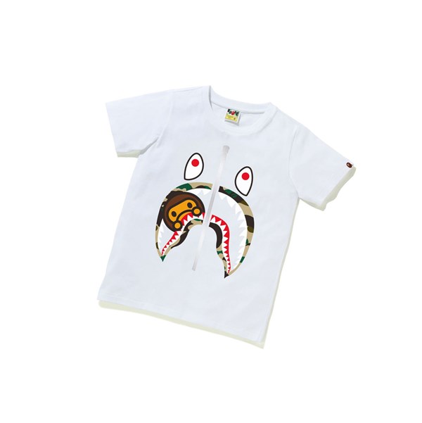 Women's A BATHING APE 1st Camo Milo Shark Tee Short Sleeve T Shirts White | ROF108673