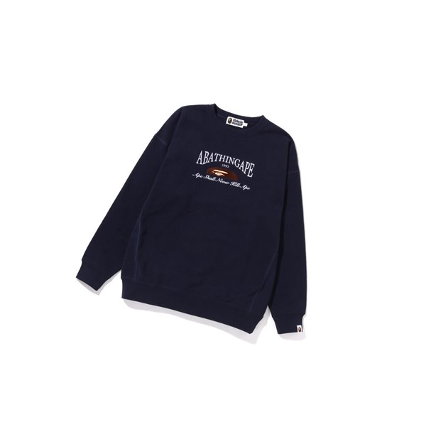 Women's A BATHING APE A Bathing Ape Embroidery Oversized Crewneck Sweatshirts Navy Blue | TZP195804