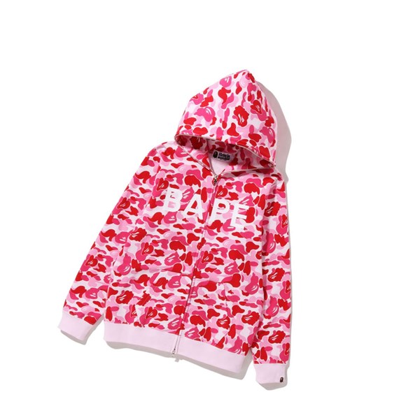 Women's A BATHING APE Abc Camo Bape Full Zip Hoodie Pink | EGD378965