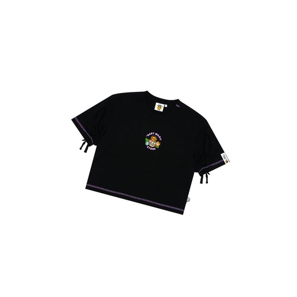 Women's A BATHING APE Baby Milo Cropped Fit Tee Short Sleeve T Shirts Black | IDO741389