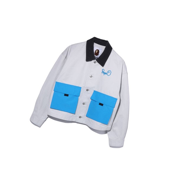 Women's A BATHING APE Big Pocket Work Jackets Grey | WKS846790