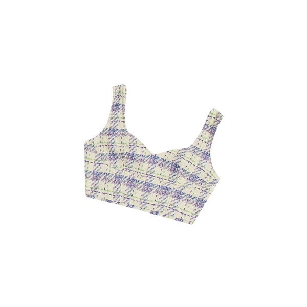 Women's A BATHING APE Checked Crop Top Sleeveless Blouse Blouse Violet | PLE409257