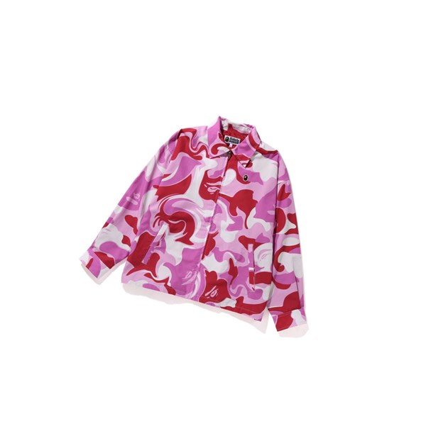 Women's A BATHING APE Marble Camo Oversized Zip Thin Jackets Pink | EJZ540879