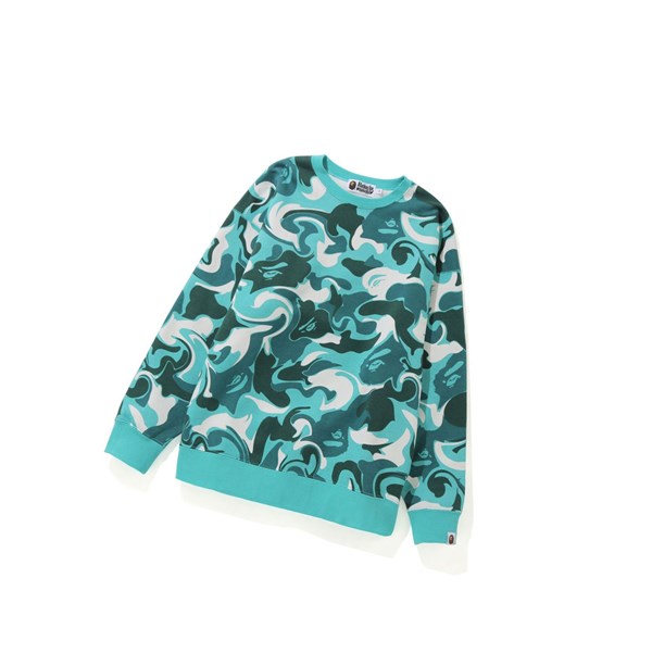 Women's A BATHING APE Marble Camo Oversized Crewneck Sweatshirts Mint | GXP975103