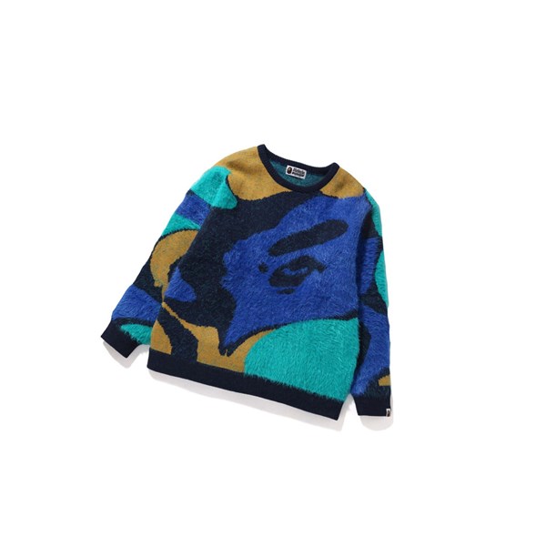 Women's A BATHING APE Marble Camo Oversized Knit Sweatshirts Caise | PWD021397