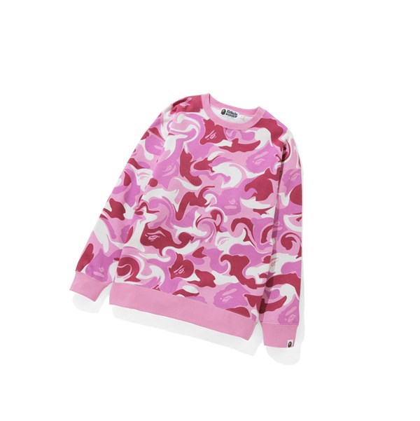 Women's A BATHING APE Marble Camo Oversized Crewneck Sweatshirts Pink | XQK145780