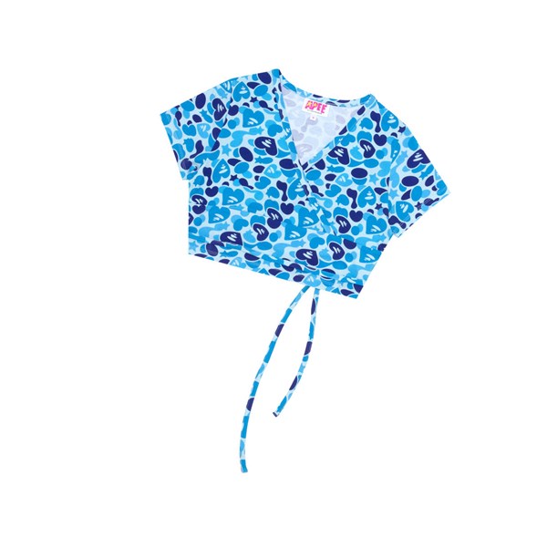 Women's A BATHING APE Printed Top Short Sleeve Blouse Blouse Blue | ZVS531047